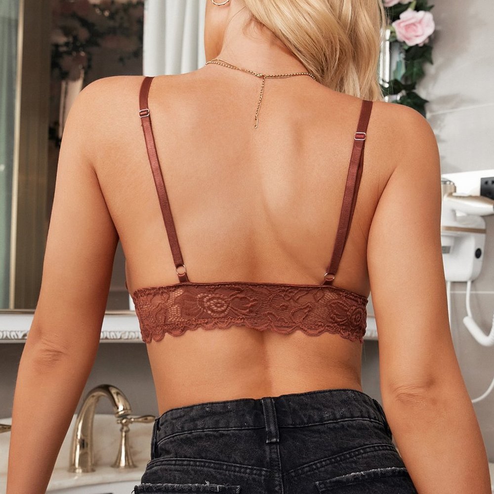 Dreamkue Copper Adjustable Strappy Lace Bralette - Picture 2 of 16